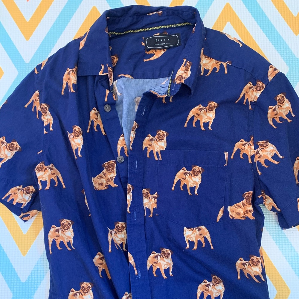 Forever 21 Men’s button down pug print shirt 🐶